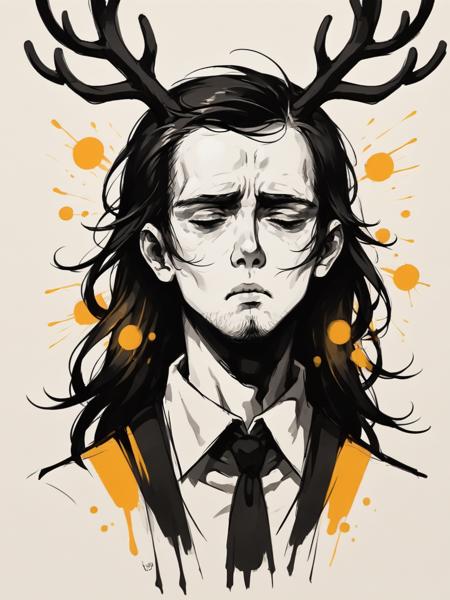 09375-641697465-_lora_c0l0urspl4shXLP2_0.7_ c0l0urspl4sh, 1boy, long hair, antlers, colour splash, tired.png